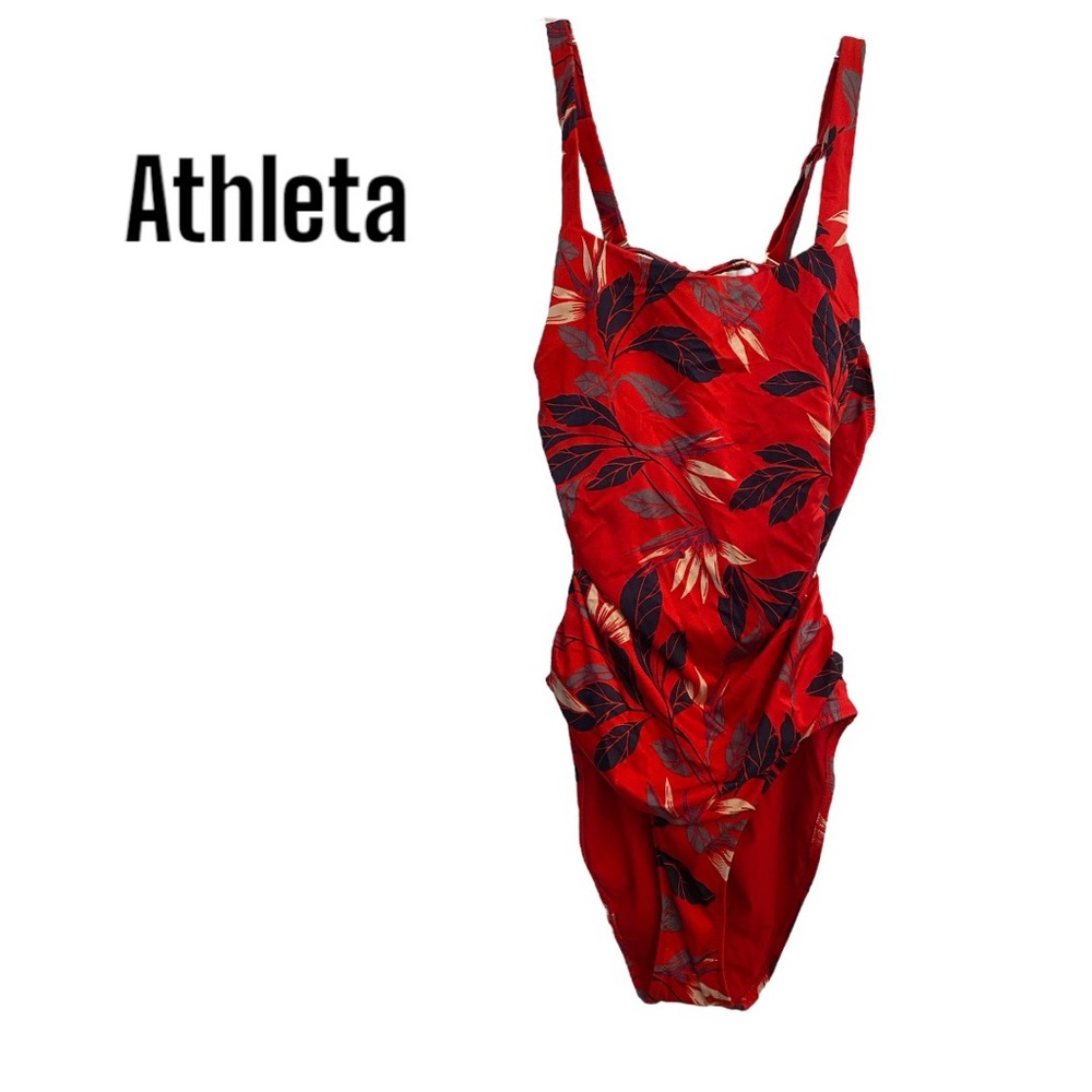 Athleta Red Floral One Piece Swimsuit